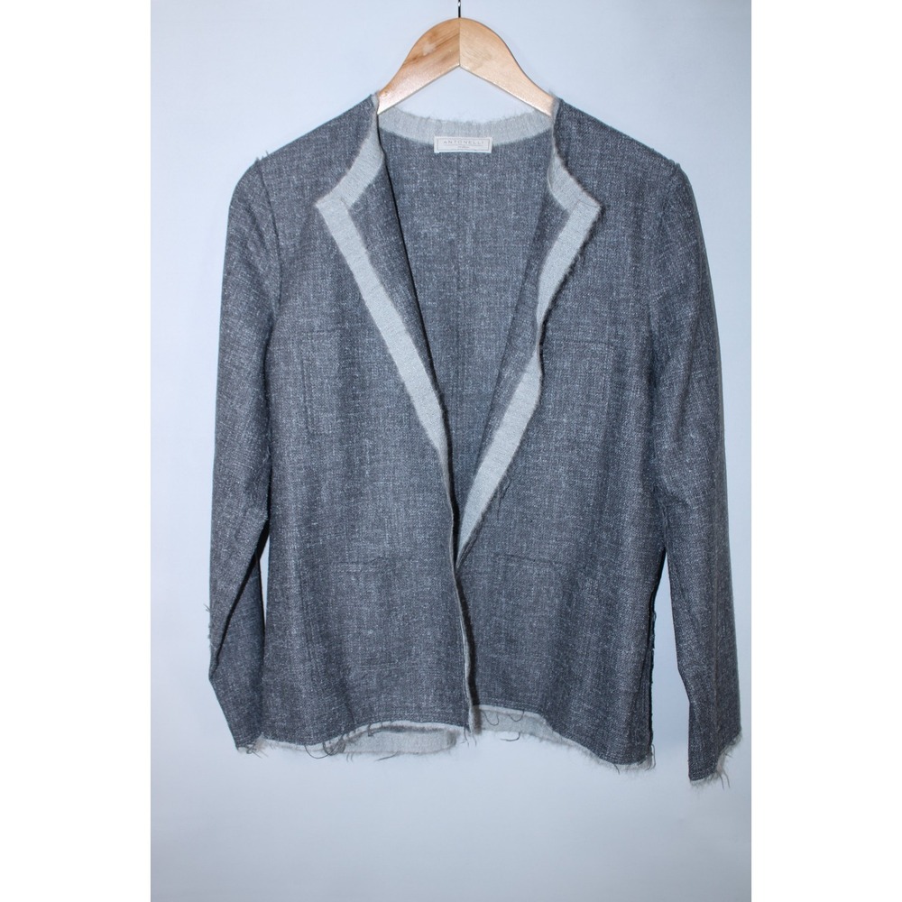 Antonelli Firenze Women's IT Size 44 Gray Open Front Wool Blend Cardigan